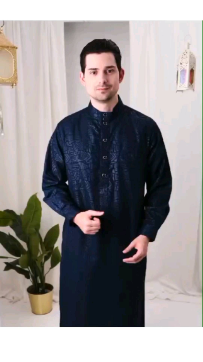 Gamis jubah EMIRAT lengan panjang manset motif terbaru pakaian muslim laki-laki jubah arab mewah elegant