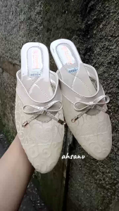 Sandal Cewek Bapau Brukat Jala Sepatu Wanita Flat shoes