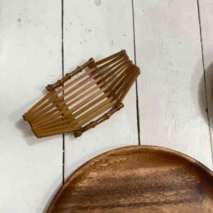 Wooden Acacia Dining Set with Plate Bowl Spoon Fork and Tissue Holder Natural Finish Eco Friendly