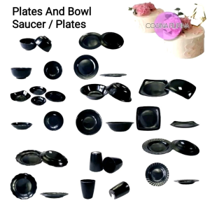 Pure Black Saucer Plates & Bowl: A Versatile Addition to Your Elegant Tableware Set