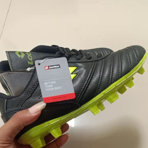Sepatu Bola Anak Kulit Sapi Lotto Green Outsol Sudah Di Jahit