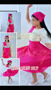 Pink filipiniana kimona at saya set for kids