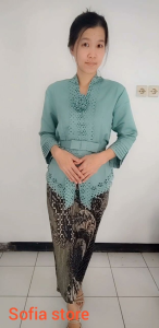 Atasan Saja Kebaya Remaja Dewasa Kutubaru Jasmine Warna Green Sage Hijau