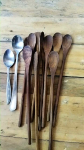 Sendok Teh Panjang Bahan Kayu Jati Finishing Natural Food Grade