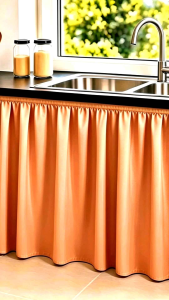 Elegant plain kitchen sink curtain non ring curtain suksukan 32 inches by 58 inches