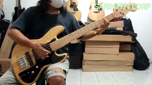 Bass Sarinten MM Aktiv 5 senar warna natural preamp amtech 9volt kayu ashwood bukan fender jazz bass marcus miller