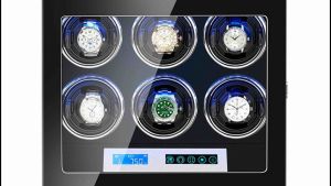 Hộp đựng đồng hồ cơ xoay 6 cái cao cấp có led 0168