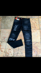 Celana Jeans Panjang Pria Gotrock Ripped Sobek Berlapis