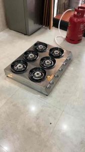 Bếp gas 6 lò đầu inox 304 tiết kiệm gas Nhập Khẩu Dày chuyên bánh xèo mỳ cay