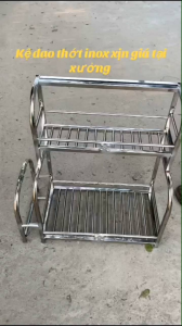 Kệ inox đựng dao thớt gia vị đa năng 2 tầng – Inox sáng bóng dày dặn – Kích thước 46x23x50cm