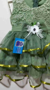 gaun anak perempuan usia 6-12 bulan hijau sage