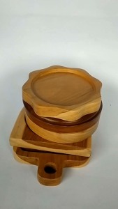 tatakan gelas dan cangkir coaster terbuat dari kayu jati Desain Tekstur Kayu Jati Aksesori Meja Makan Kayu Jati - Lazada