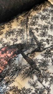 Bahan Kain Kebaya Tile Brokat Bordir Alana Series Warna Hitam Harga per 05meter