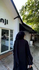 Abaya Gamis Hitam Almas Dubai Turky Muslim Abaya Fashion Wanita Terbaru lengan balon