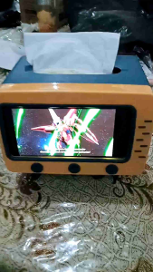 Tissue Box with Phone Slot - Retro TV Aesthetic - Decorative Table Organizer