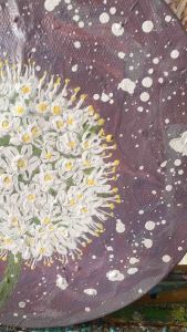Original Hand Printed Acrylic Painting Dandelion Flower