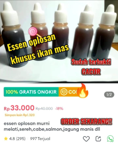 Essen Oplosan Sereh Cabe Melati: Makanan Berkualitas Untuk Ikan Mas Rame