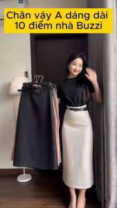 Chân váy A dáng dài chất chéo Hàn thời trang sành điệu không bai không nhăn không xù