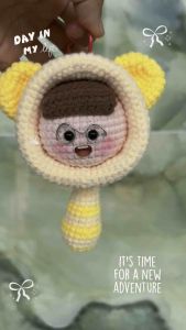 Mochi len móc khoá/raccoon len handmade