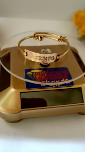 Set Gelang Bangle Nama Titanium Lapis Emas