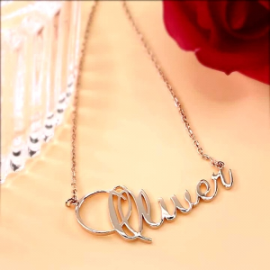 Kalung Liontin Ukir Nama Sendiri Titanium Lapis Emas Awet Custom