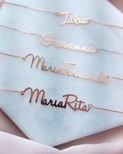 Kalung Wanita Terbaru Lapis Emas Liontin Ukiran Nama Sendiri (Custom)