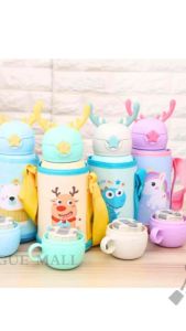 💕Malaysia Stock💕2 in 1 Kid Stainless Steel 316 Bottle Thermal Flask Children Cute Cartoon Water Bottle Thermos 500ml