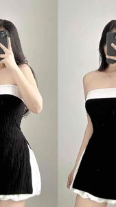 ALI TUBE TOP ONLY FREESIZE ONLY FIT SMALL UPTO LARGE BARK CREPE FABRIC ACTUAL PHOTO