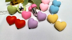 Hijabnur1- Sepasang Anting Klip Hijab Bentuk Love - Anting Jepit Hijab