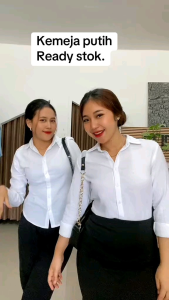 kemeja putih dan hitam wanita terbaru/kemeja kerja kantor putih dan hitam wanita lengan panjang/Atasan kerja putih formal/kemeja atasan ospek
