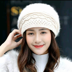 Nón len nữ mũ len nữ beret lông thỏ 2 lớp thời trang Hàn Quốc