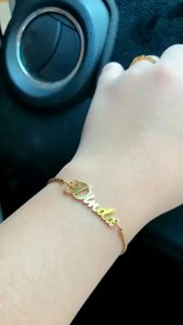 gelang serut nama arab lapis emas 24k