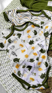 3 Pcs Jumper Bayi Baru Lahir Seri Olive Terbaru + 3 Set Topi Bayi Dan Sartaki