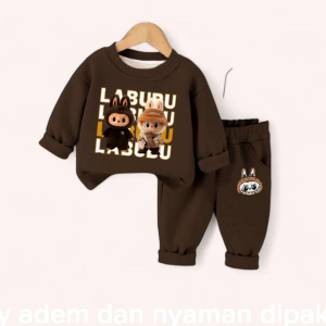 Setelan Sweater dan Celana Jogger Motif Laburu Celemek untuk Anak Perempuan Usia 1-5 Tahun