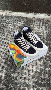 Sneakers Pria Wanita - Sepatu Putih Gum Coklat Quiferstep Odisi Basic High White Gum Casual Sneaker putih tinggi kanvas remaja cewek cowok Spatu canvas kasual