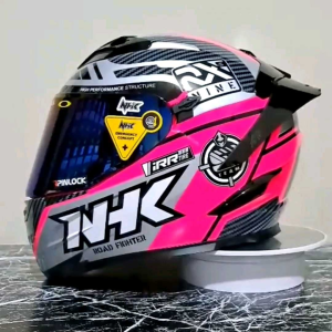paket ganteng helm NHK RX9 racer x pink fluo+flat visor iridium