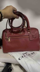 Preloved authentic rowan satchel in red crossgrain leather 2way tophandle crossbody bag