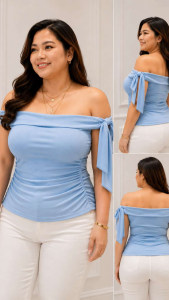 AYEE | THEA OFF SHOULDER WITH GARTER AND TIE DOUBLE LINING FULL LENGTH COTTON SPANDEX FABRIC FITS MEDIUM TO XL TOP