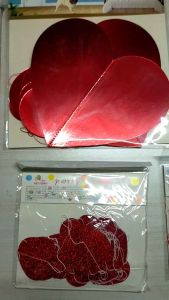Mini Love Grarland / 3D Love Banner Party Hang Decoration 喜庆红心情人挂饰 婚庆生日派对 金心形装饰品 镜面3D立体爱心拉花 布置拉旗 Gold Heart Paper Banner