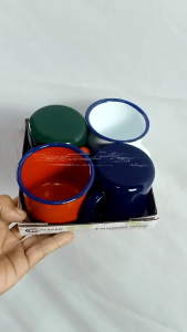 Cangkir Enamel Warna 7 Cm / Mug Enamel Kopi Jadul Blirik