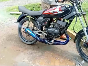 Desain Knalpot Elegan Kolong Cobra Belang Hitam Biru