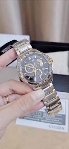 ĐỒNG HỒ NAM CHÍNH HÃNG Citizen BL8164-57E Eco-Drive Perpetual Calendar Black Dial Sapphire Chronograph Demi Gold Steel