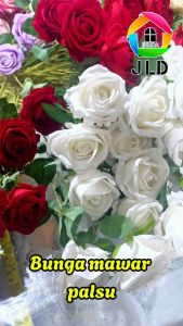 Bunga Mawar Hias Palsu Bunga Mawar Tangkai Buatan Artificial Flower Mini Rose Dekorasi Rumah DZMG