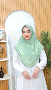 Hijab Bergo Kerudung Instan Oval Jersey printing motif bunga model Terbaru Terlaris dan murah