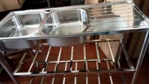 Fully Stainless Steel Kitchen Sink Basin With Stand/Sink Rack/ Sinki Dapur Meja Berkembar