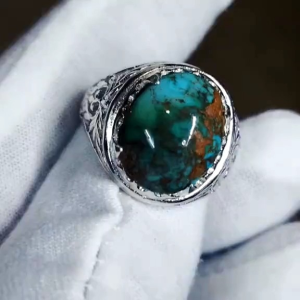 Natural Persians Nishapur green turquoise solid silver 925 ring