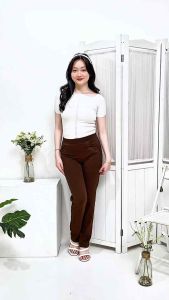 Celana Wanita Jumbo Import Merek Saya | Celana Panjang Bahan Kaos Denim Strech M-6L