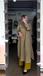 SET LONG SABRINA TERLARIS SETELAN TUNIK WANITA MOTIF BUNGA KECIL VIRAL SET OOTD MUSLIMAH KEKINIAN
