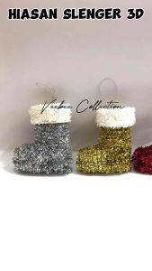 Hiasan Slinger Natal 3D Bentuk Kado Sepatu Topi | Dekor Pohon Natal Unik