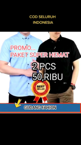 Promo Paket Hemat Kemeja Kasual Pendek & Kemeja Katun Slimfit
